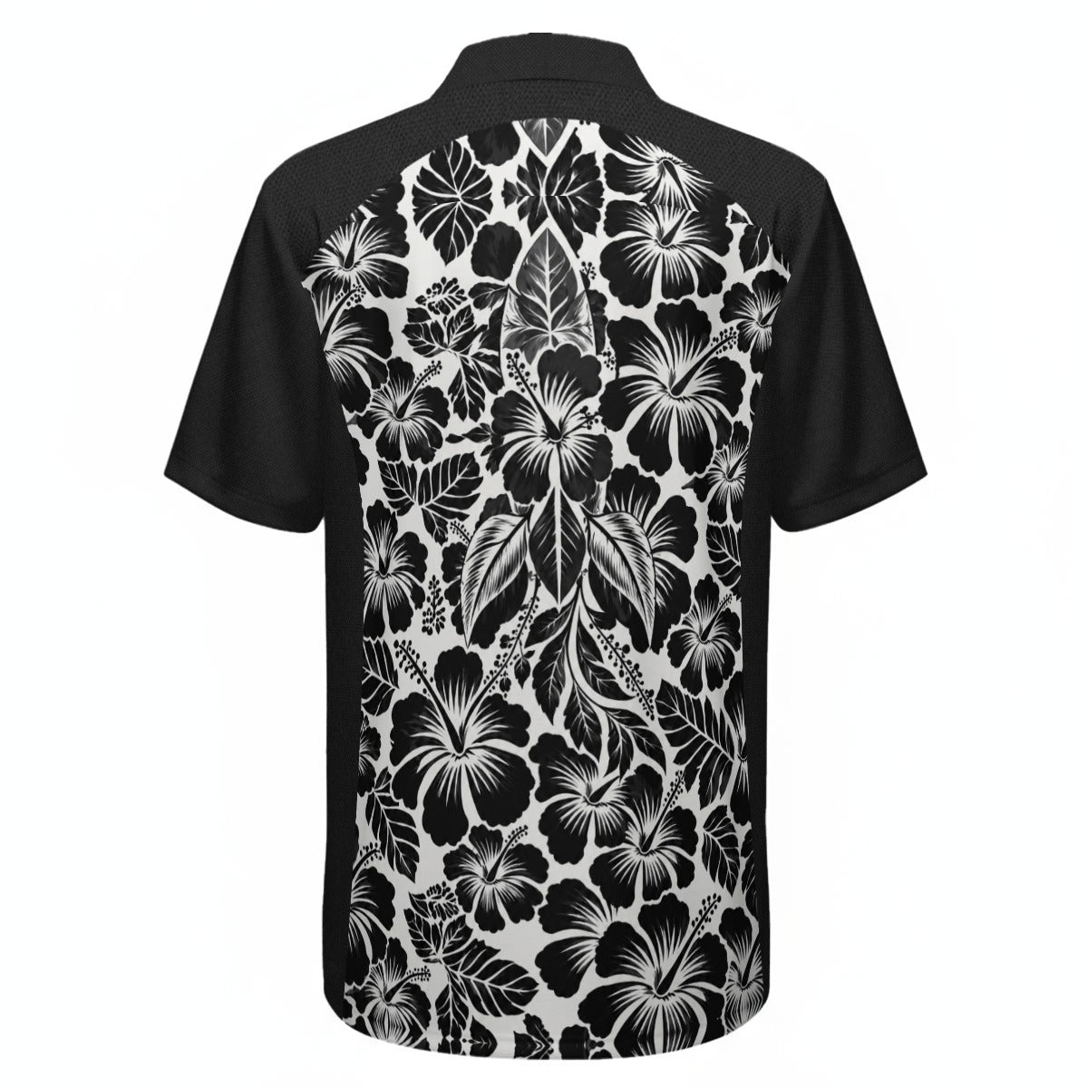 The Rocket Aloha Polo | Black & White Hibiscus